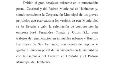 Información Municipal sobre renumeración en inmuebles urbanos