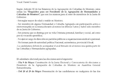 Elecciones Agrupación de Hermandades y Cofradías de Montoro