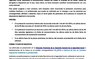 Recuperación de las cotizaciones a la Seguridad Social de los cuidadores no profesionales.