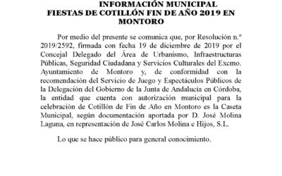 Fiestas de Cotillón Fin de Año en Montoro